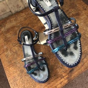Prada Multicolor Metallic Sandals